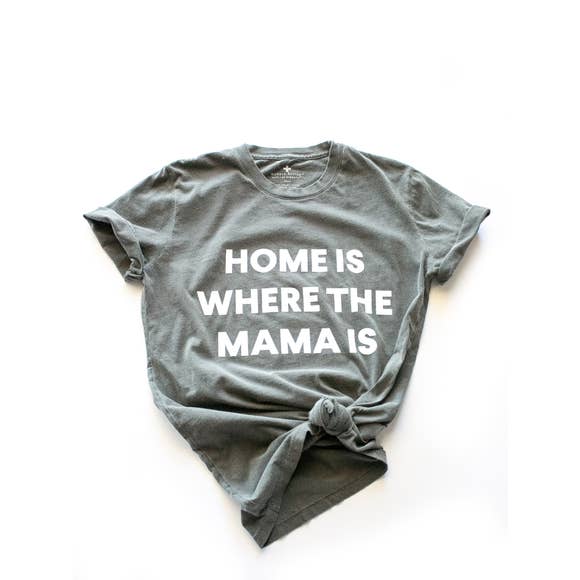 Modern Burlap-- Home is where the Mama is-- Women's crew neck tee- L