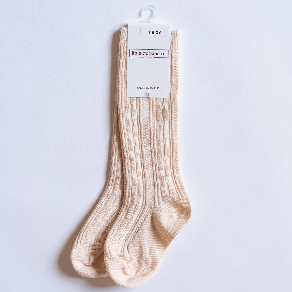 Cable Knit tights - sugar almond