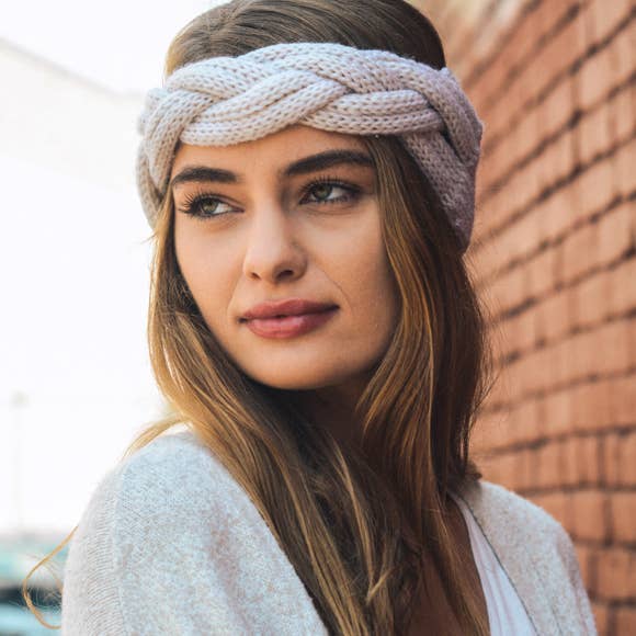 Leto Accessories - Braid Front Knit Crochet Headband