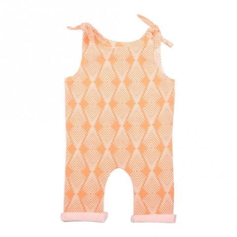 Young and Free Apparel - Apricot Tie Girls Romper 0-3M, 3-6M, 2T and 3T