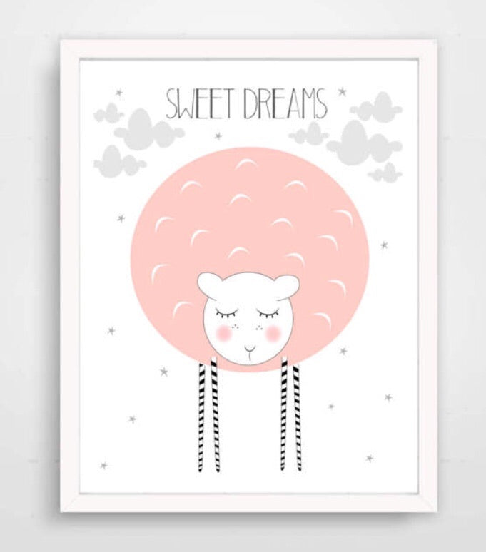 Sweet Dreams Sleepy Sheep Nursery Print