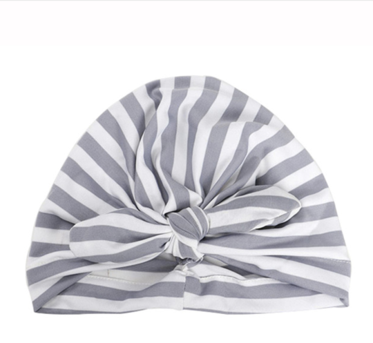 Emerson and Friends LLC - Grey Striped Baby Turban Headwrap