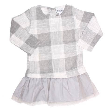 Young and Free Apparel 6Y - Tunic Dress - Grey Plaid Size 2T, 5T, 6Y, 7Y and 8Y