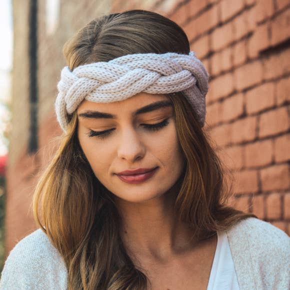 Leto Accessories - Braid Front Knit Crochet Headband