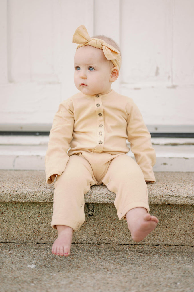 Emma Grace Shoppe Organic Long sleeve Coverall - Honey Size 18-24M, 2-3Y and 4-5Y