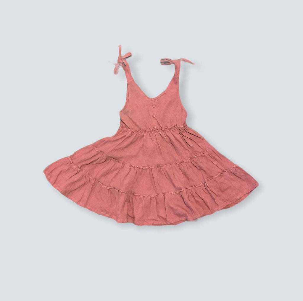 Emma Grace Shoppe Organic Tiered Tie Dress - Dusty Pink