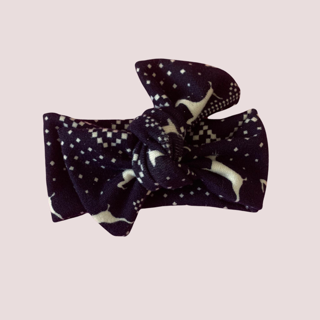 Navy Reindeer Sweater Bow Knot
