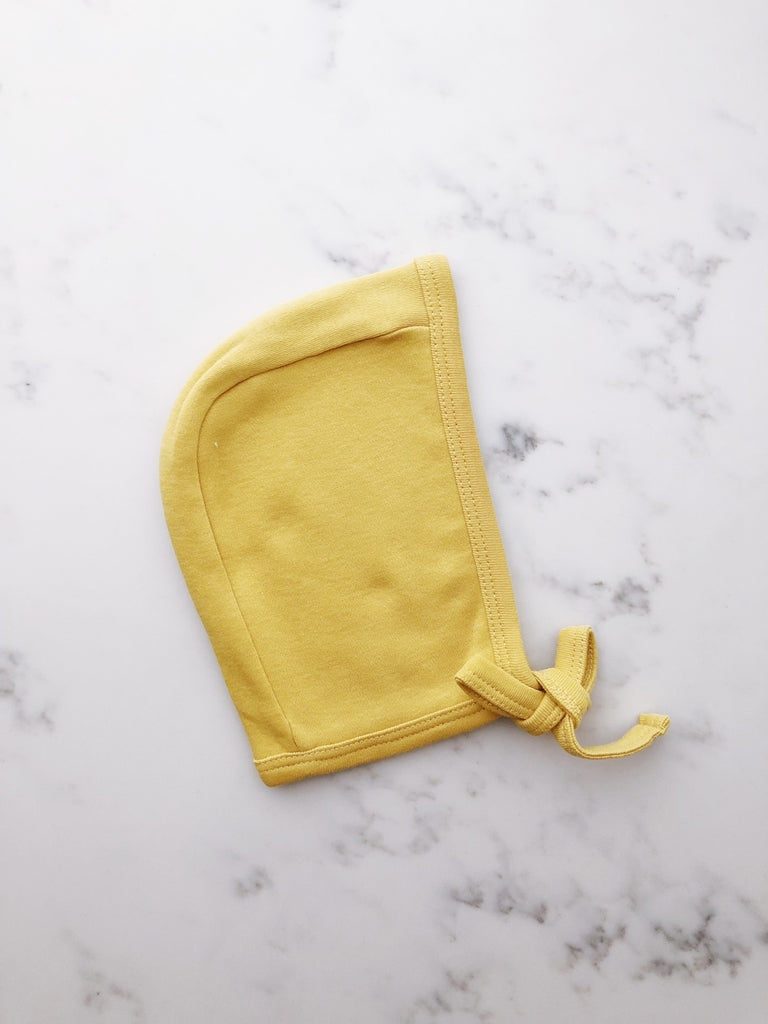 Modern Burlap - Organic Bonnet | Mustard Size 0-6M, 6-12M, 12-18M and 18-24M