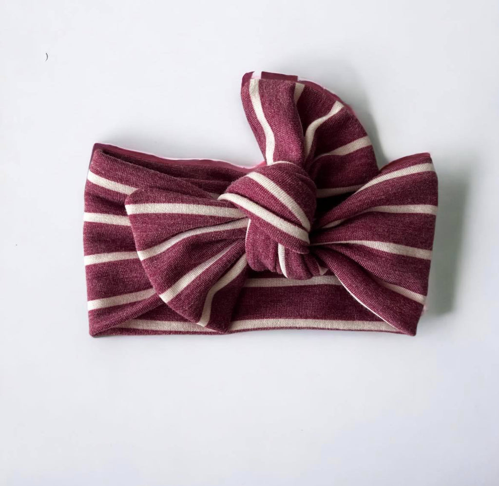 Emma Grace Shoppe Handmade Bow knot - Strawberry Striped