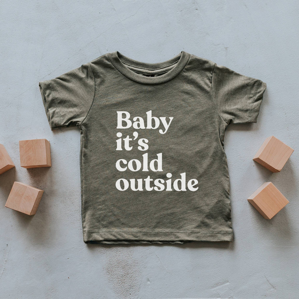 The Oyster's Pearl - Olive Baby It's Cold Outside Kids Tee