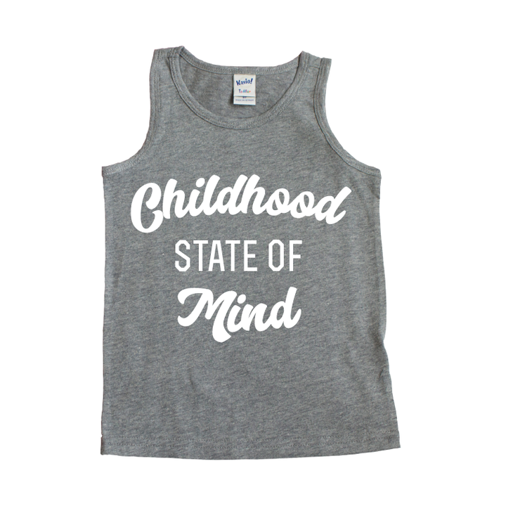 Little Hooligans Co - Grey + White - Childhood State of Mind Tank Size 12M and 5T