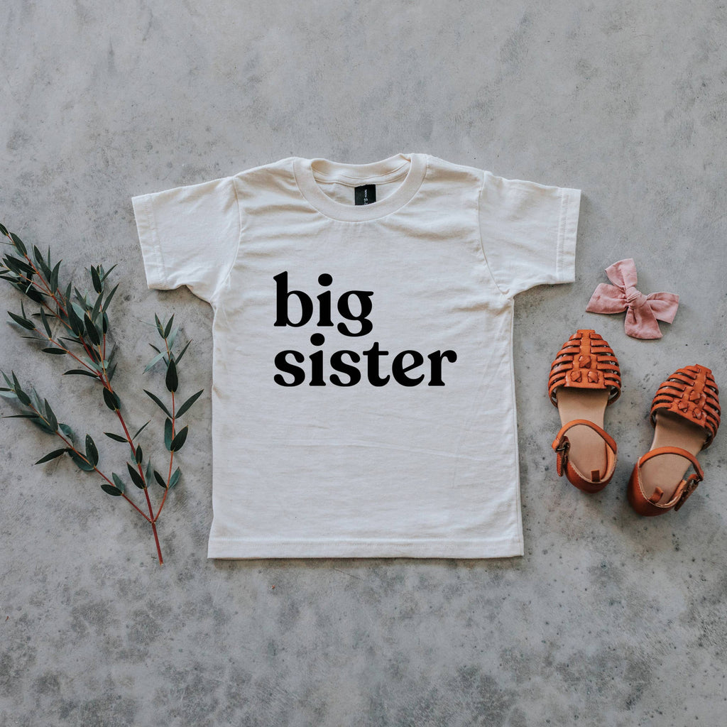 The Oyster's Pearl - Cream Big Sister Organic Kids Tee Size 3-6M