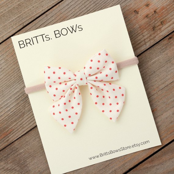 BRITTs. BOWs - White and Red Polka Dot Headband