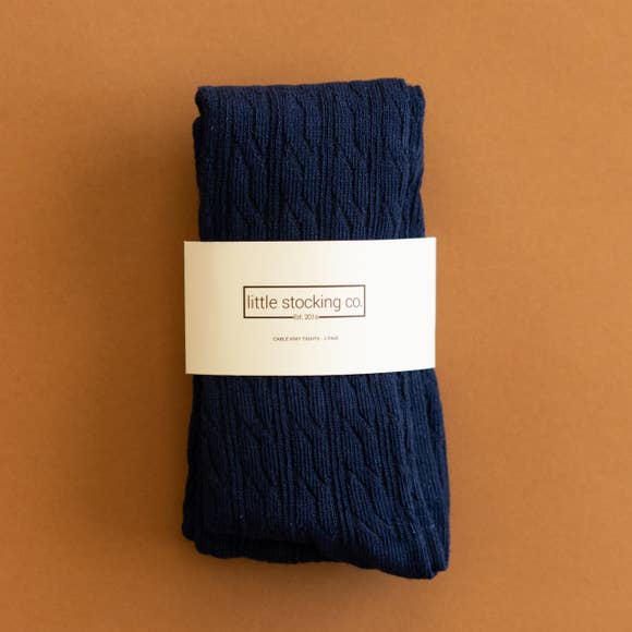 Little Stocking Co. -  Navy Blue Cable Knit Tights