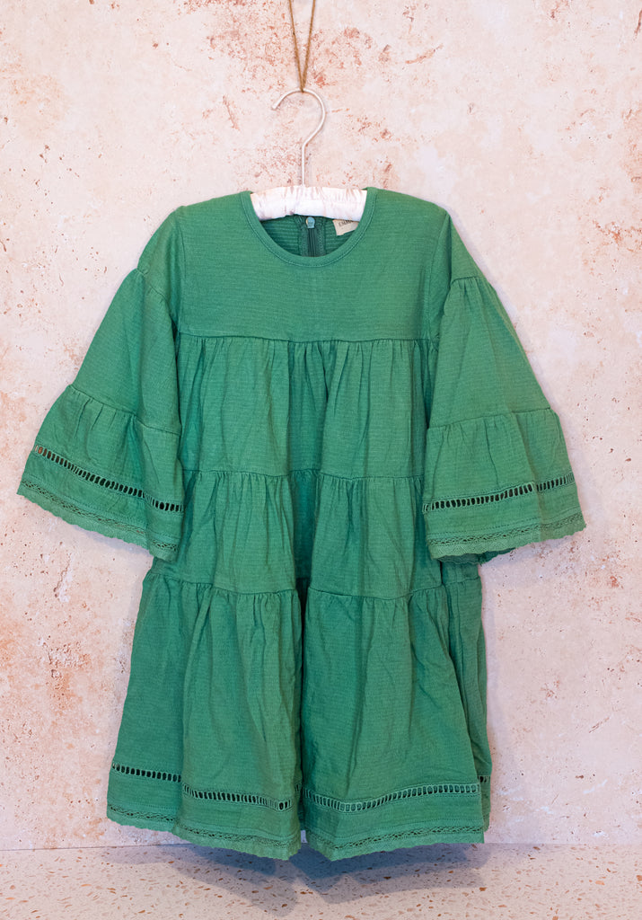 Emma Grace Shoppe Organic Cotton Multi-Tiered Boho Dress - Pine