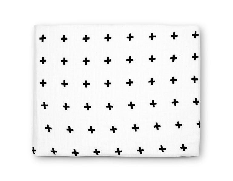 Modern Burlap - Organic Cotton Muslin Swaddle Blanket - Swiss Cross