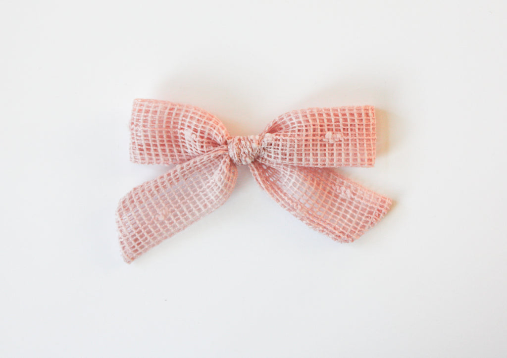 Camryn Girl Handmade - Swiss Dot Pink Medium Schoolgirl Bow