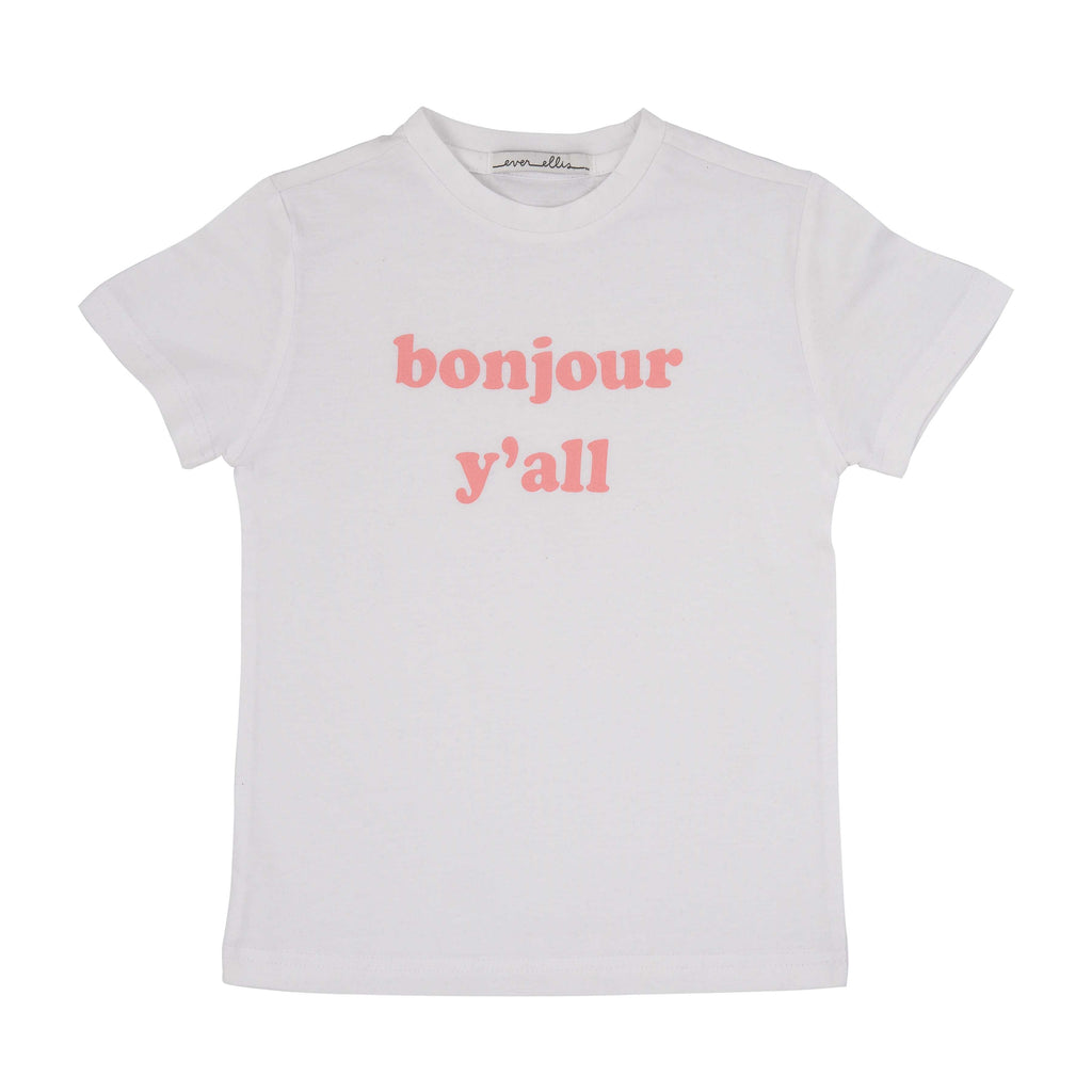 Ever Ellis - 4T Cotton White Bonjour Yall T-Shirt Size 4T