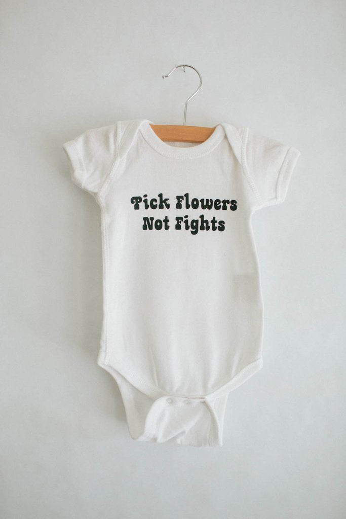 The Bee & The Fox - Pick Flowers Not Fights (Onesie) Size Newborn and 6M