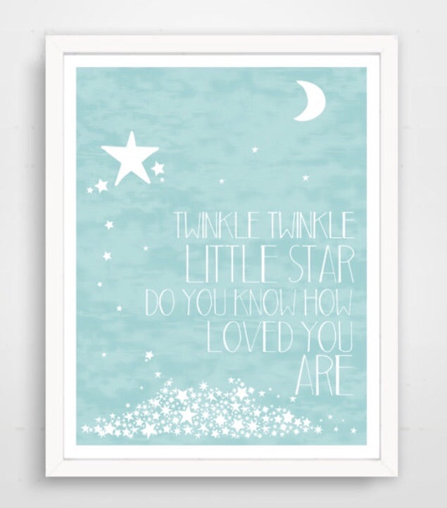 Twinkle Twinkle Little Star Nursery Print (Baby Blue)