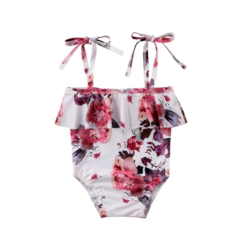 Floral Double Tie Swim Suit Sizes 4T