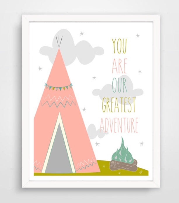 You Are Our Greatest Adventure Nursery Print (Coral)