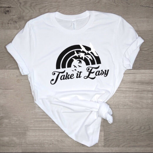 The Good Vibe Print Shop-Take it Easy Tee (Unisex) Size XS and S