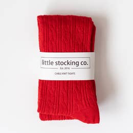 Little Stocking Co.- True Red Cable Knit Tights