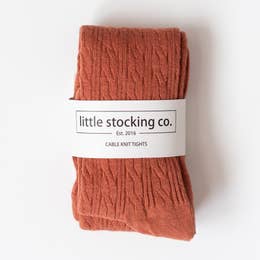 Little Stocking Co.- Rust Cable Knit Tights